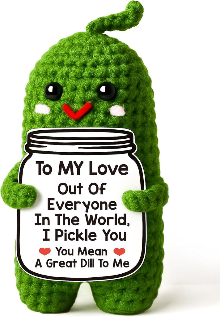 I Love You Gifts for Her Him, Birthday Christmas Gifts for Boyfriend Girlfriend, Wife, Husband, Couple, Romantic Gifts Anniversary Gifts for Women Men, Valentine's Day Gifts Handmade Crochet Pickle