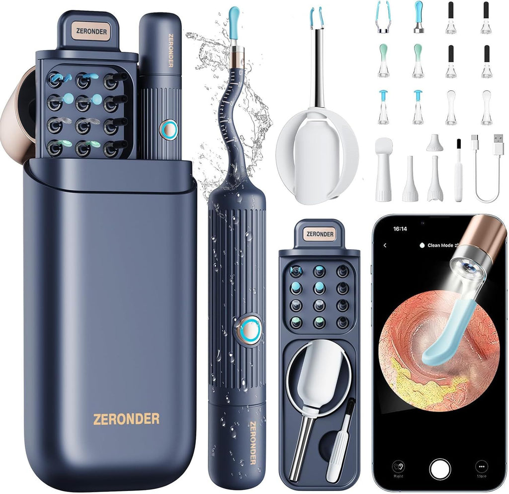 I35R Ear Cleaner with Flexible Ear Camera Otoscope - Visual Ear Pick Tweezers Wax Remover - Ear Cleaning Kit for Family