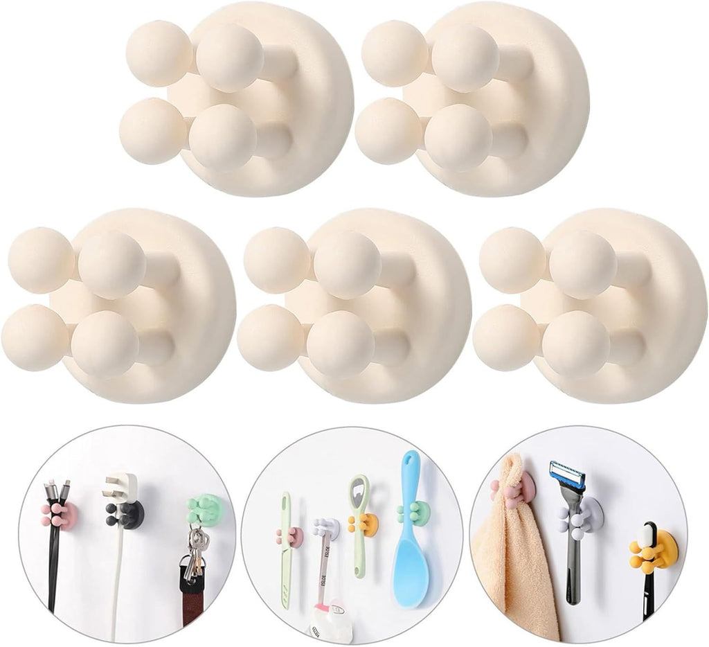 iBetterLife 6Pcs Silicone Toothbrush Holders - Multi-Function Hook Waterproof Self Adhesive Wall Mounted Single Hook for Hanging Key, Utility Plug Holder for Bathroom Kitchen Living Room Office