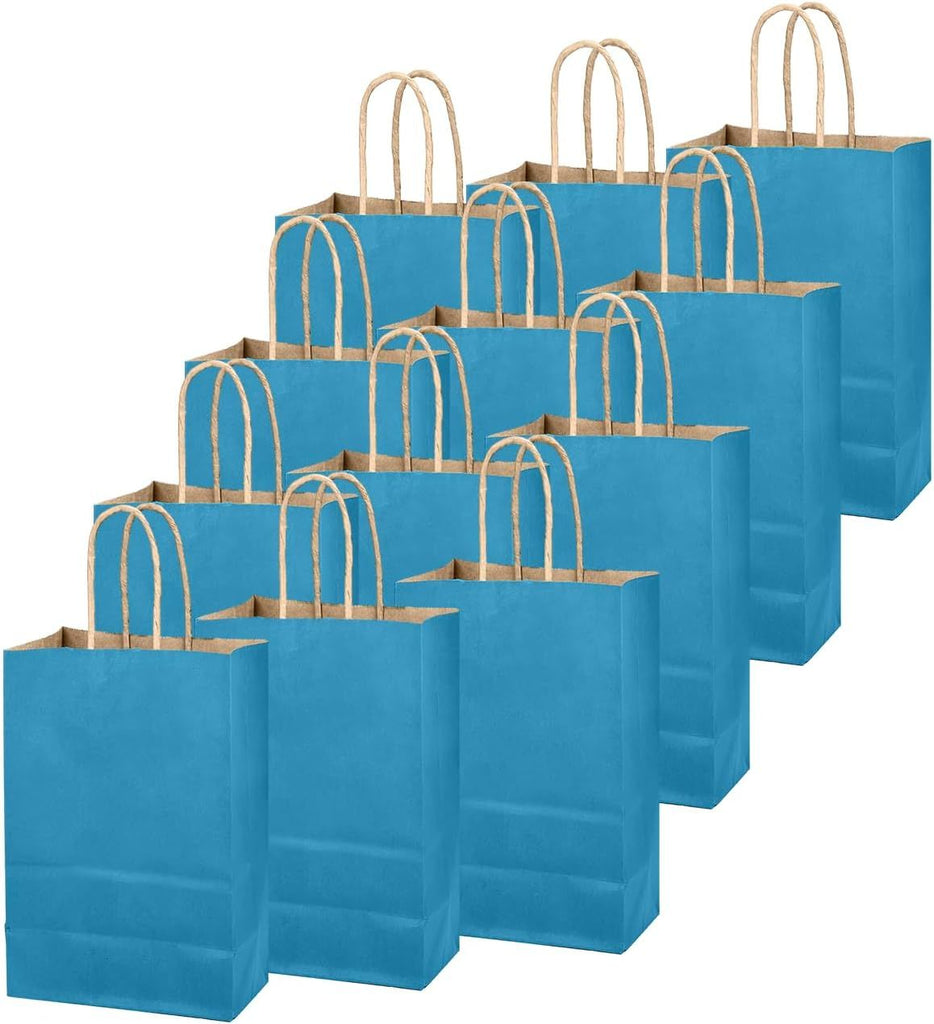 Ice Blue Gift Bag with Handles Bulk 24Pcs Paper Bags -8.3"x6"x3. 15" Party Favor Bags - Solid Color