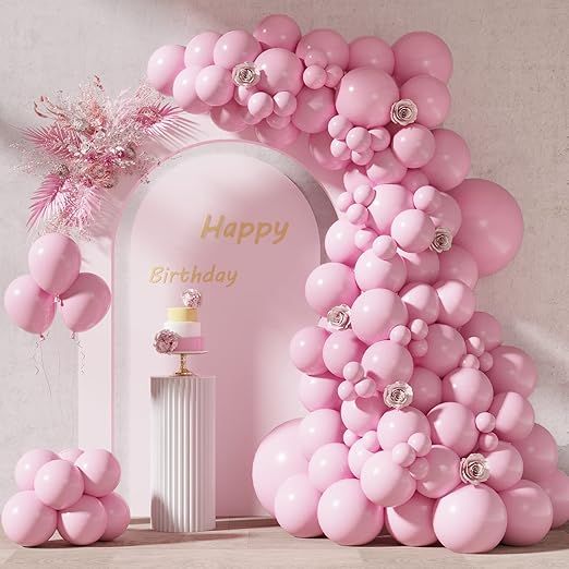 ight Pink Balloons Different Sizes 18 12 10 5 Inches for Garland Arch, Premium Pastel Pink Balloons for Valentine's Day Girl Birthday Wedding Baby Shower Bridal Shower Party Decorations