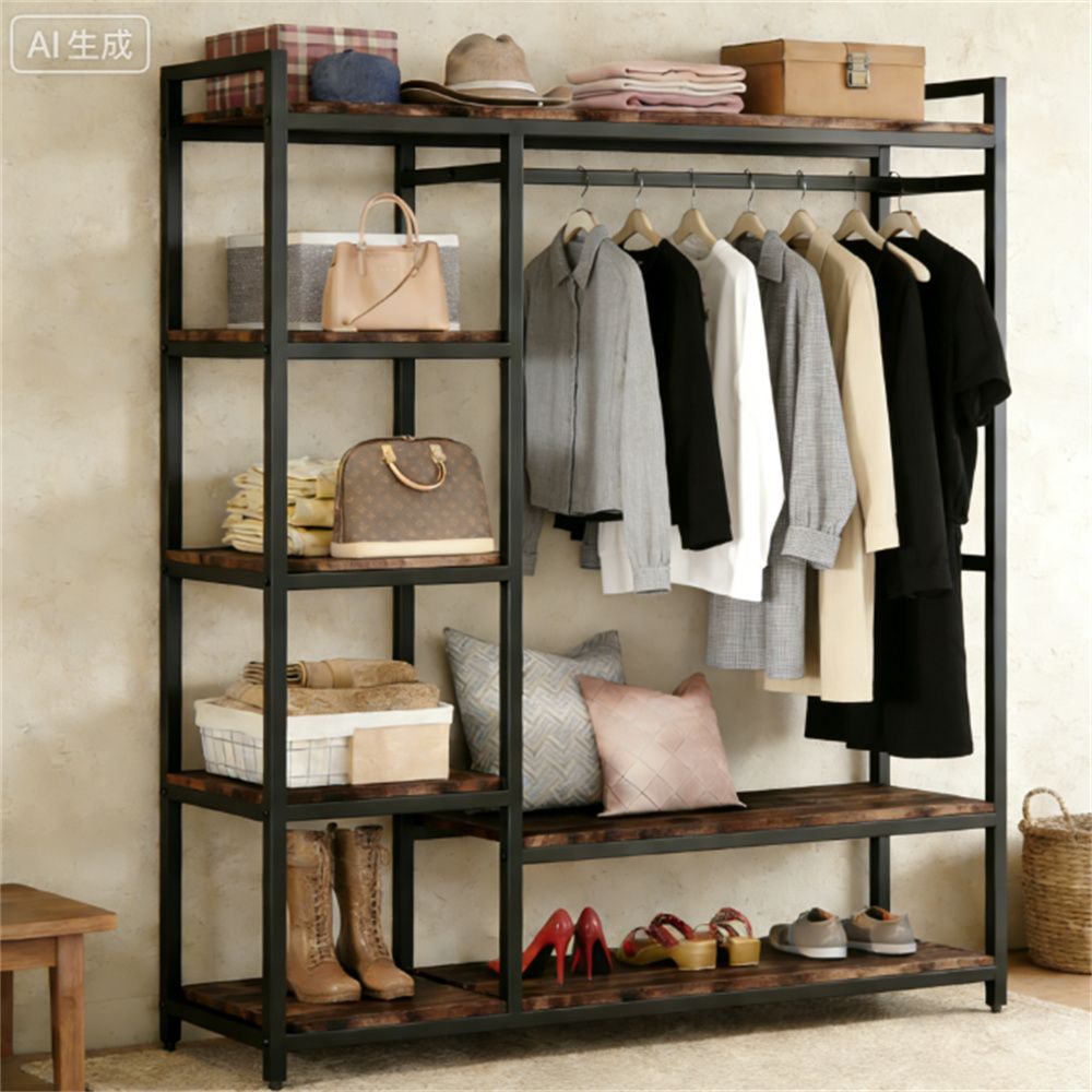 Independent wardrobe, storage rack, clothes hanger, with sturdy metal frame