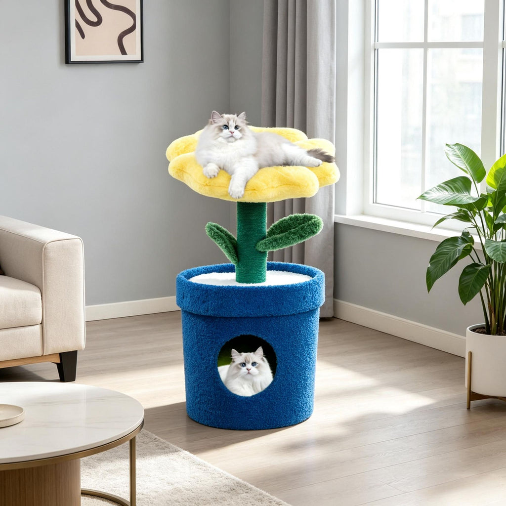 Indoor Cat Tree with Flower Padded Perch