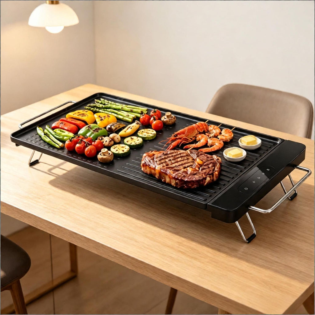 Indoor Electric Grill 1300W with Removable Touch Panel for Healthy Cooking