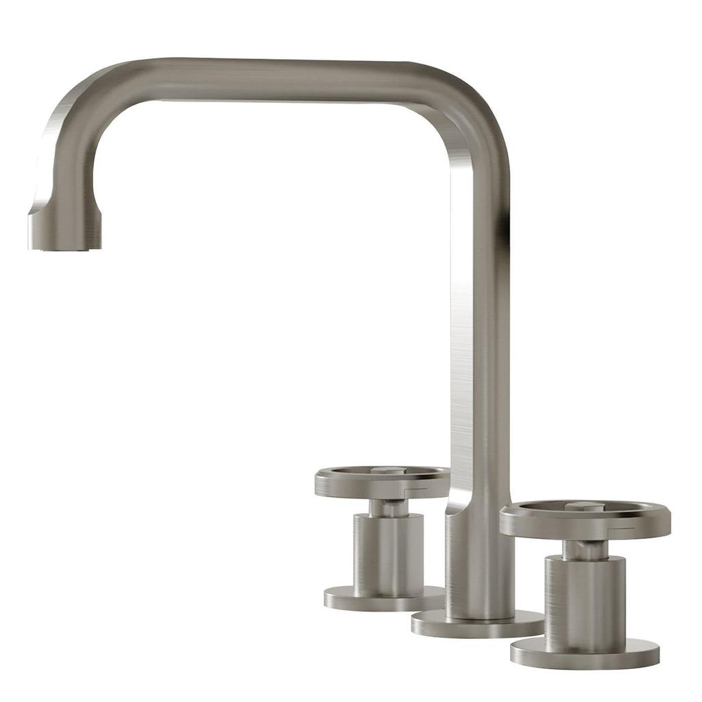 Industry Style 8 in. Widespread Double Handle High-Arc Bathroom Faucet Water-Saving With Drain Kit in Brushed Nickel