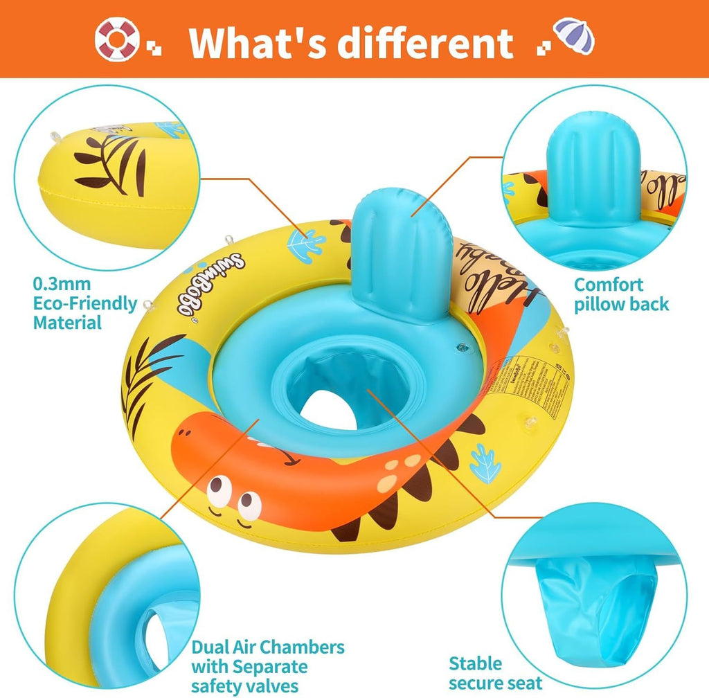 Inflatable Baby Swimming Float with Safe Seat for Age 6-36 Months Toddler