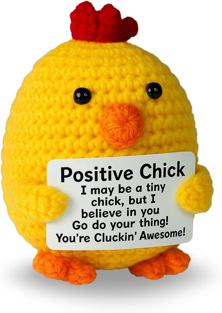 Inspirational Crochet Positive Chick - Emotional Support Crochet Dolls Positive Crochet Animals