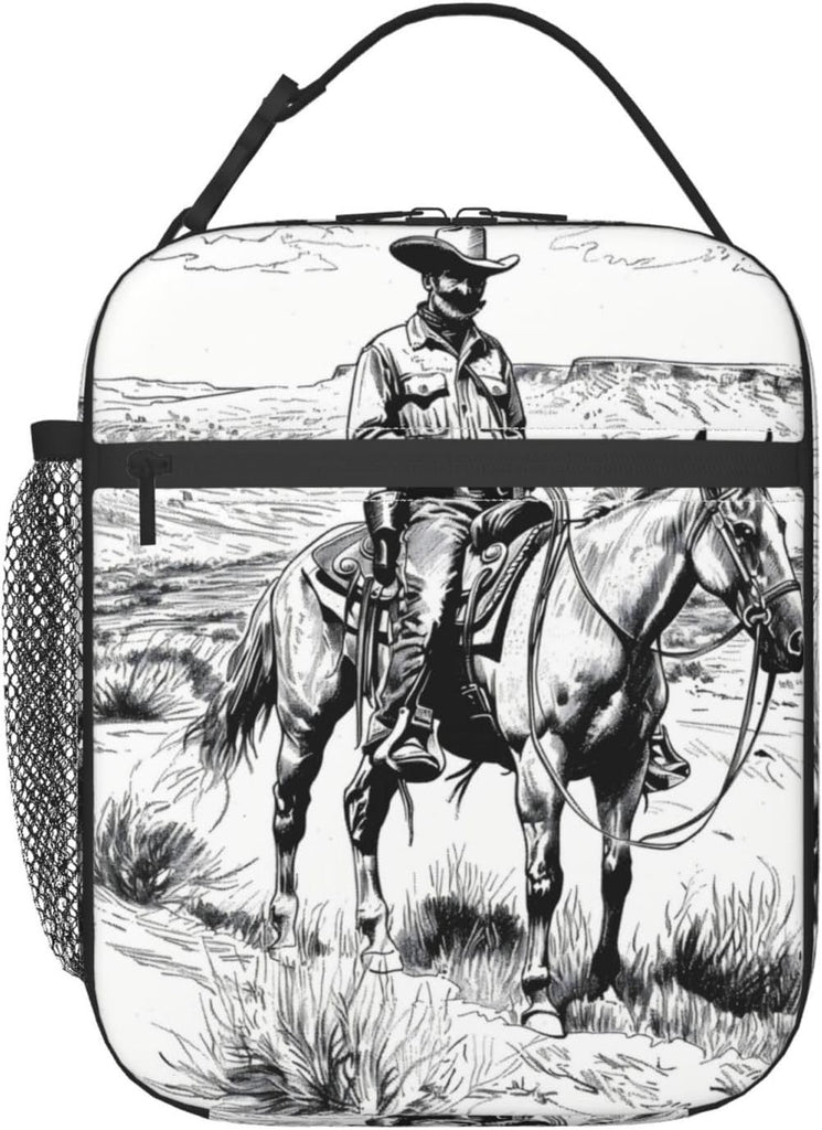 Insulated Lunch Box for Women Men, Cowboy Theme Lunch Box Reusable Portable Lunch Bag Cooler Tote Waterproof Lunch Container for Office Picnic Work Travel Hiking