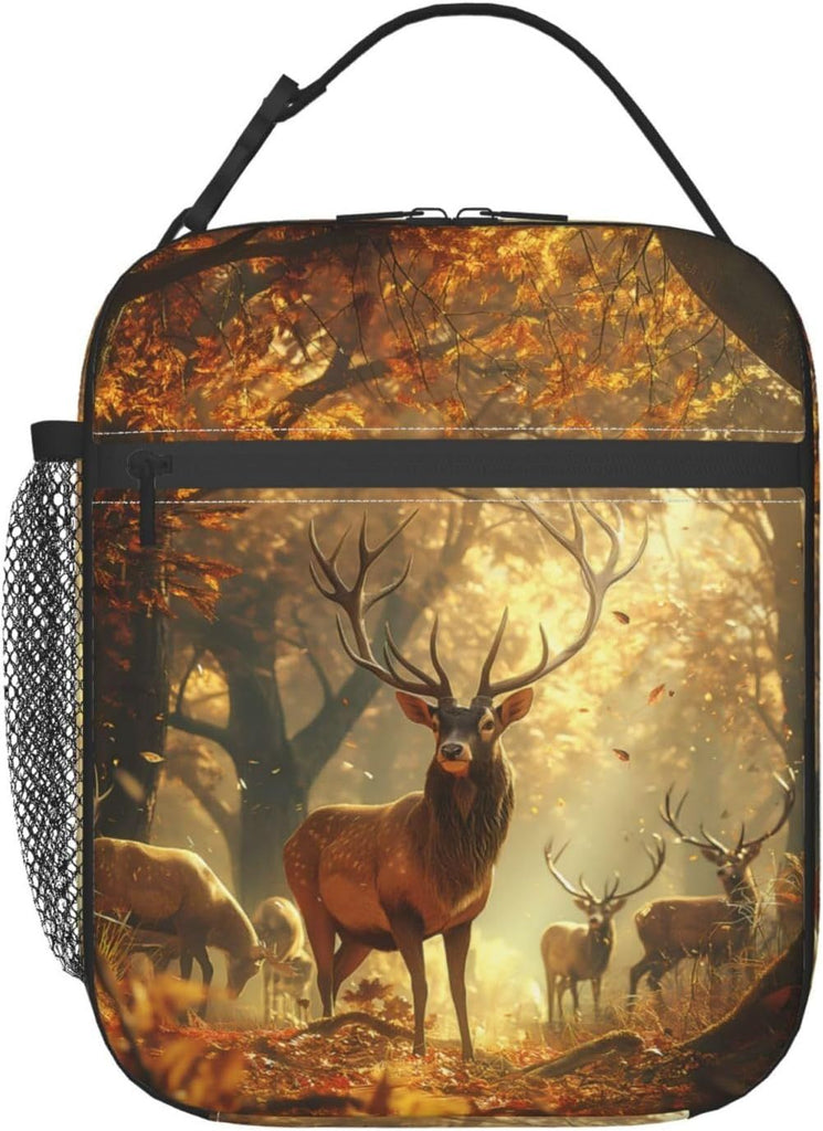 Insulated Lunch Box for Women Men, Deer Lunch Box Reusable Portable Lunch Bag Cooler Tote Waterproof Lunch Container for Office Picnic Work Travel Hiking