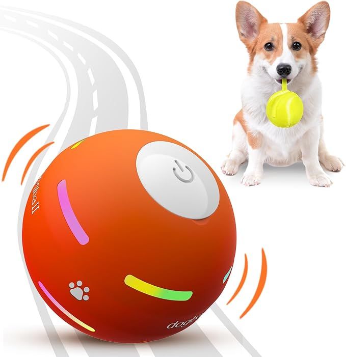 Interactive Dog Toys Dog Ball,[2025 Newly Upgraded] Durable Motion Activated Automatic Rolling Ball Toys for/Small/Medium/Large Dogs,USB Rechargeable(Orange)