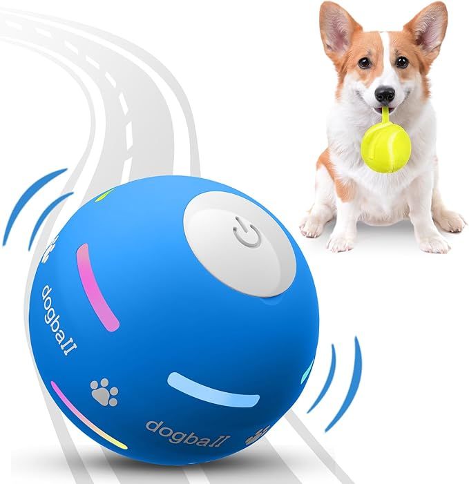Interactive Dog Toys Dog Ball,[Newly Upgraded] Durable Motion Activated Automatic Rolling Ball Toys for/Small/Medium/Large Dogs,USB Rechargeable (Blue)