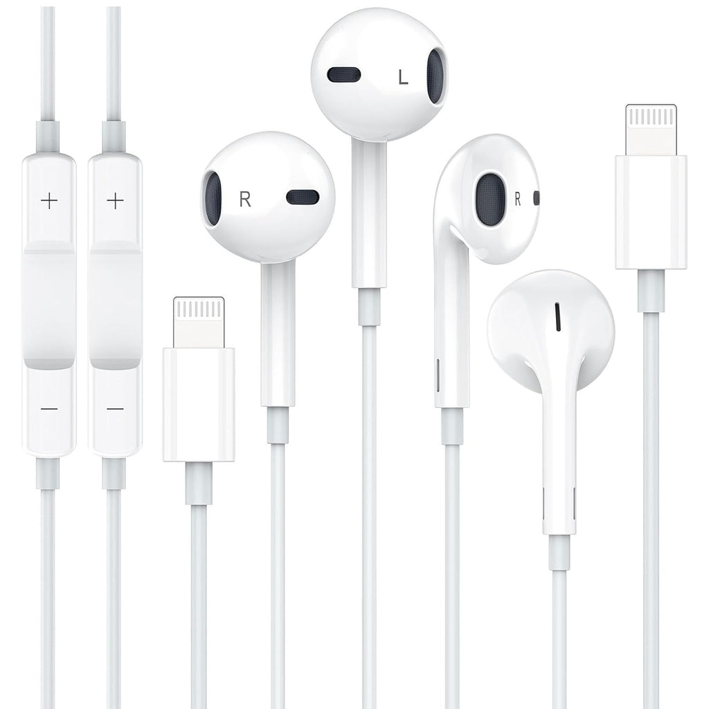 iPhone Wired Earphone, 2Pack Bluetooth Apple Earbuds with Lightning Connector, [Apple MFi Certified] with Microphone Volume Control Music and Calling Headphones for iPhone 14/13/12/11/SE/X/XR/XS