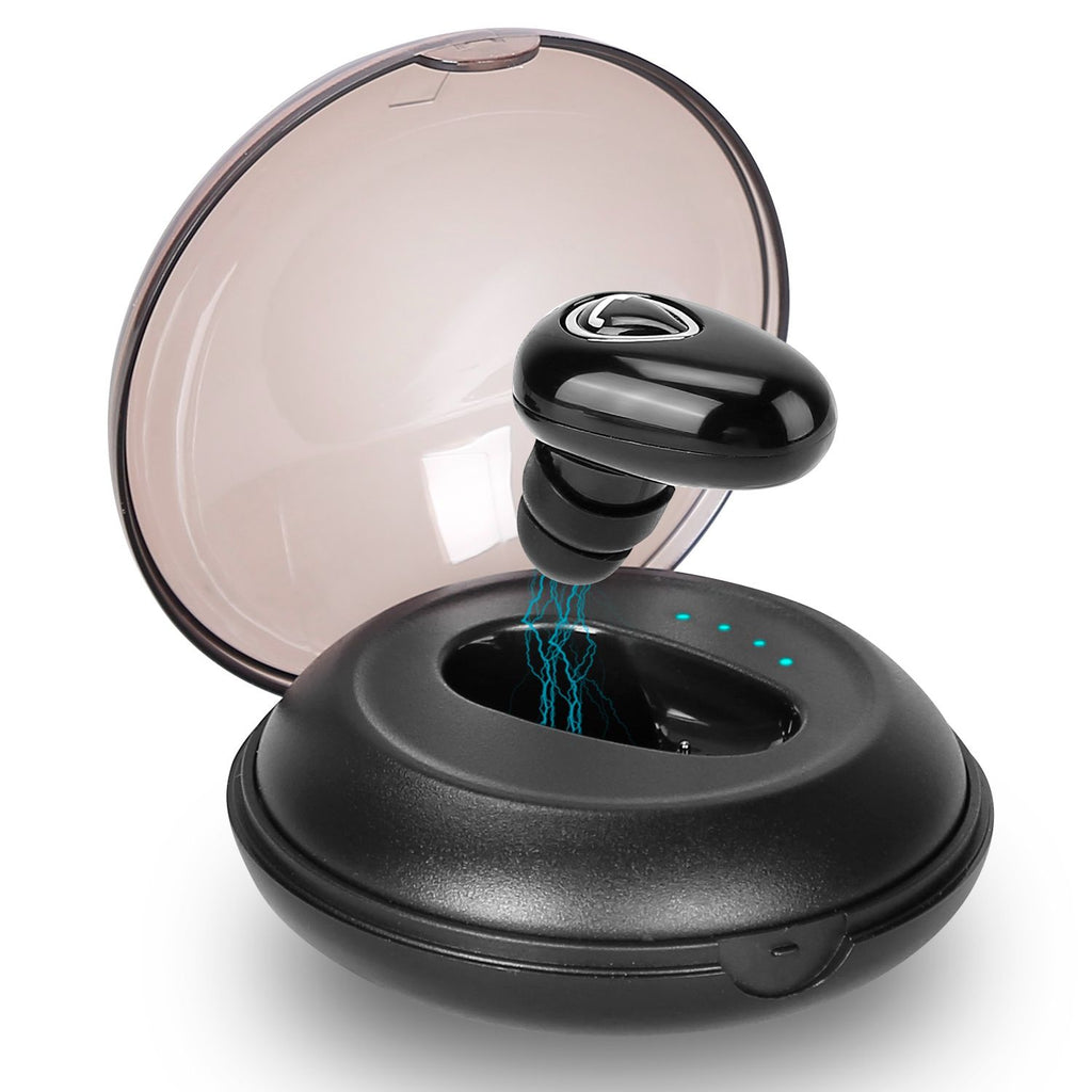 IPX5 Waterproof Unilateral Wireless Earbud Mini In-Ear Headset Rechargeable with Built-in Mic Charging Case Sweat Resistant Earphone