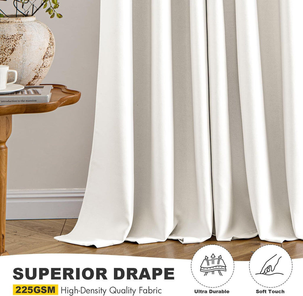 Ivory Blackout Curtains for Bedroom Living Room 63 Inches Long 2 Panels, Thermal Insulated Room Darkening Drapes Solid Grommet Noise Reduction Light Blocking Window Treatments 40x63 Inch