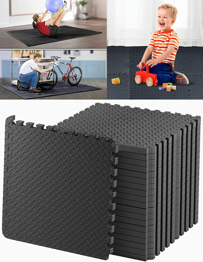Kangler 20 pcs Gym Mats Set - EVA Foam Puzzle Floor Mats, High-Density Interlocking Foam Floor Tiles Home Workout Exercise Mats for Play-Room Garage Pool Treadmill Garage Kitchen Flooring