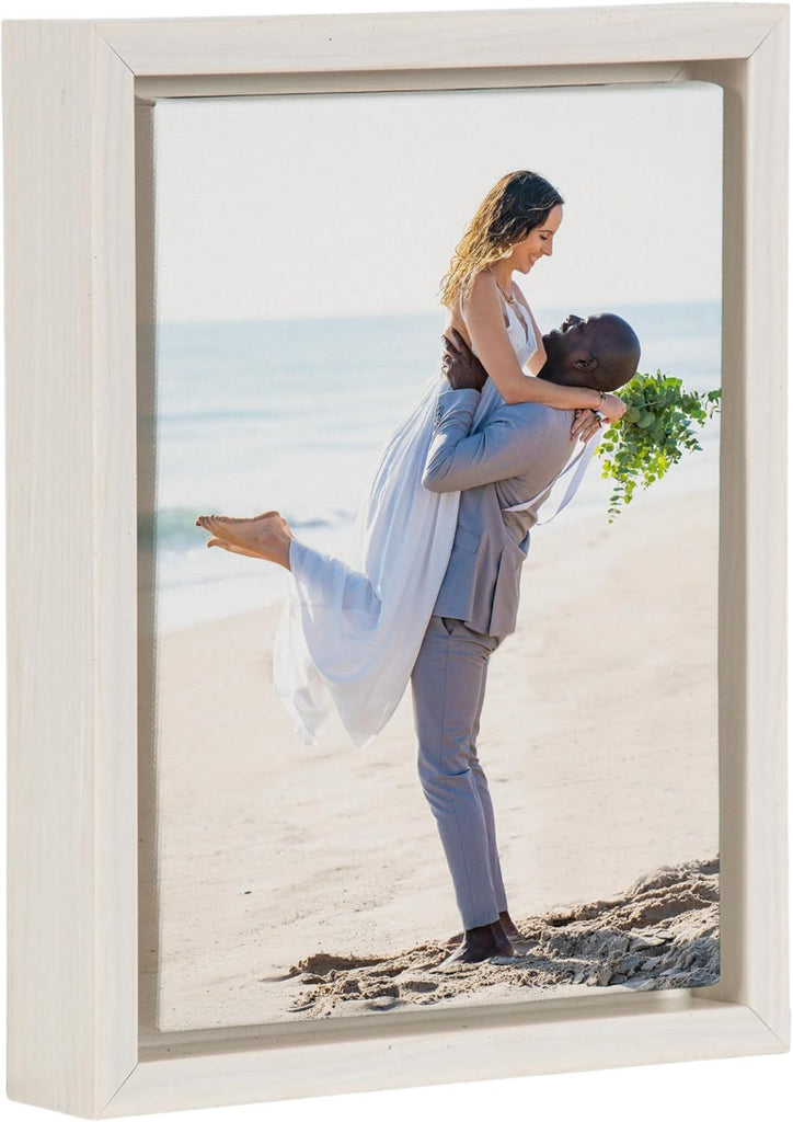 Kate and Laurel Custom Printed Framed Canvas Wall Art, 8x10 White, Sylvie Personal Canvas Print with Your Photos for Bedroom or Living Room Gallery Wall Decor | Printed and Hand Framed