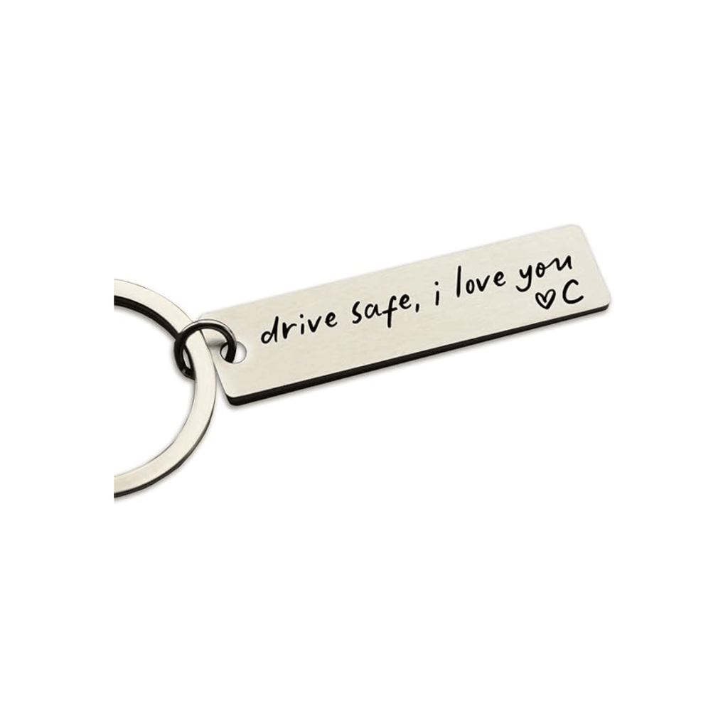 Key Chain Drive Safe I Love You Engraved Initial Personalized Gift for Husband Boyfriend Keychain Gift Car Accessories
