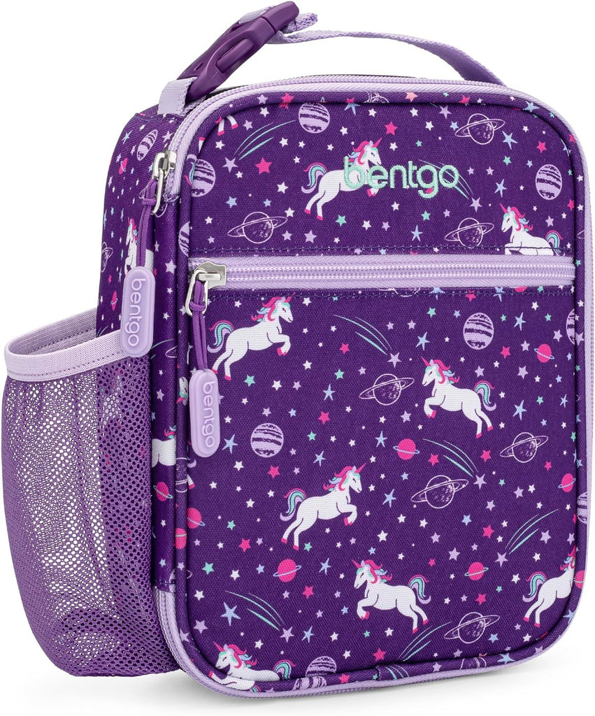 Kids Insulated Lunch Tote - Water-Resistant, Reusable, Lightweight & Durable Lunch Bag with Water Bottle Holder & Mesh Pocket, Fits Lunch Box & Water Bottle - Ideal for Ages 3+ (Unicorn)