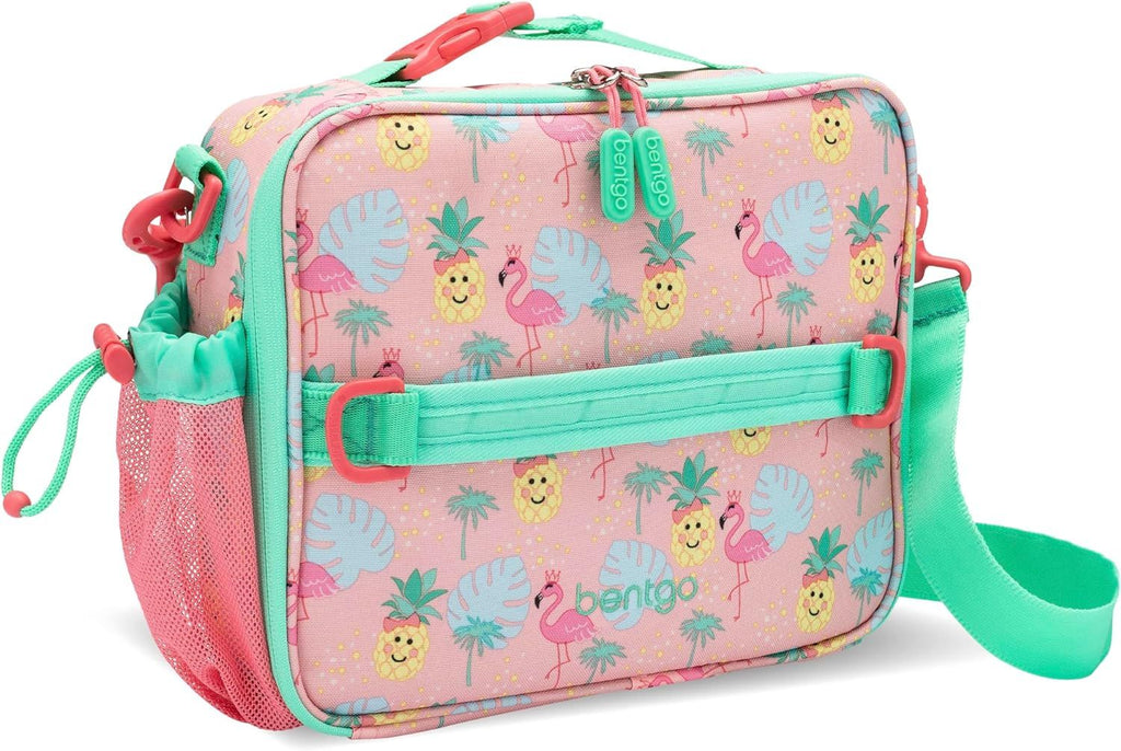 Kids Lunch Bag - Durable, Double-Insulated Lunch Bag for Kids 3+; Holds Lunch Box, Water Bottle, & Snacks; Easy-Clean Water-Resistant Fabric & Multiple Zippered Pockets (Tropical)