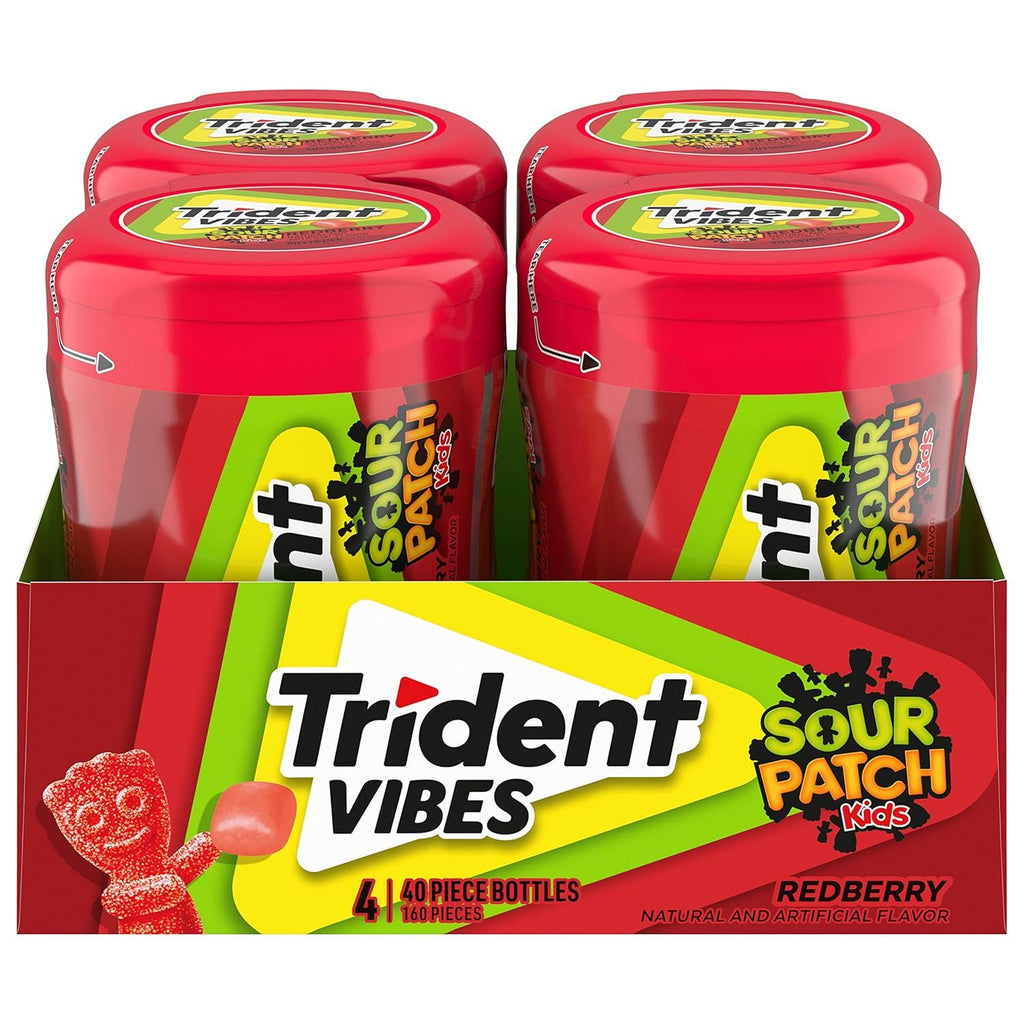 KIDS Redberry Sugar-Free Chewing Gum, 4-40 Piece Bottles (160 Total Pieces)