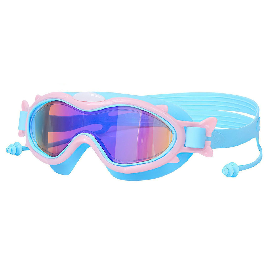 Kids Swim Goggles With Ear Plugs UV Protection Anti-Fog Leak Proof Wide View Pool Swimming Goggles For Youth Boys Girls Aged 3-16 Years Old Summer Beach