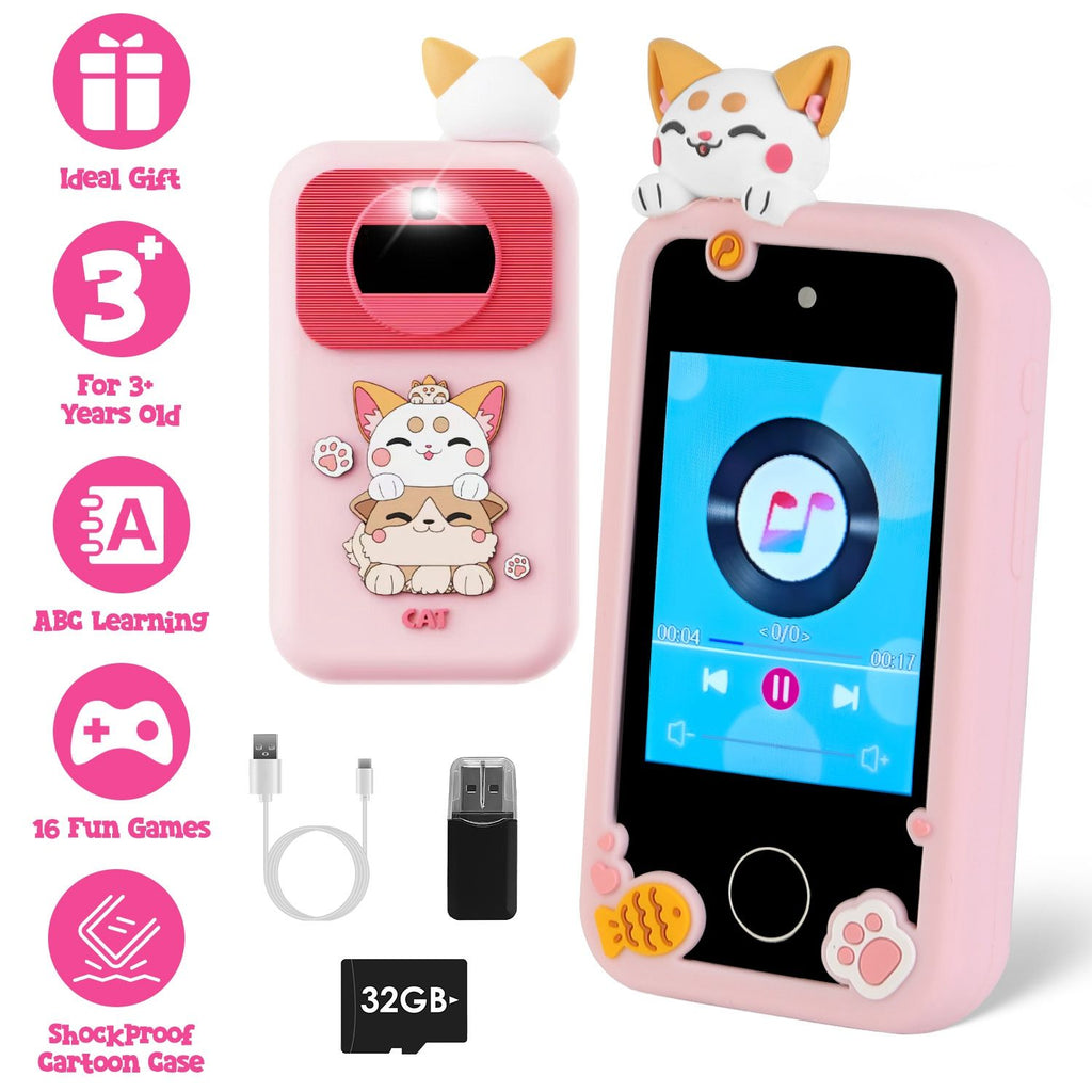 Kids Toy Smartphone Dual Camera Phone Touchscreen Learning Toy with Shockproof Cartoon Case Torch 16 Games ABC Learning for Boys Girls Aged 3+ GPCT5263