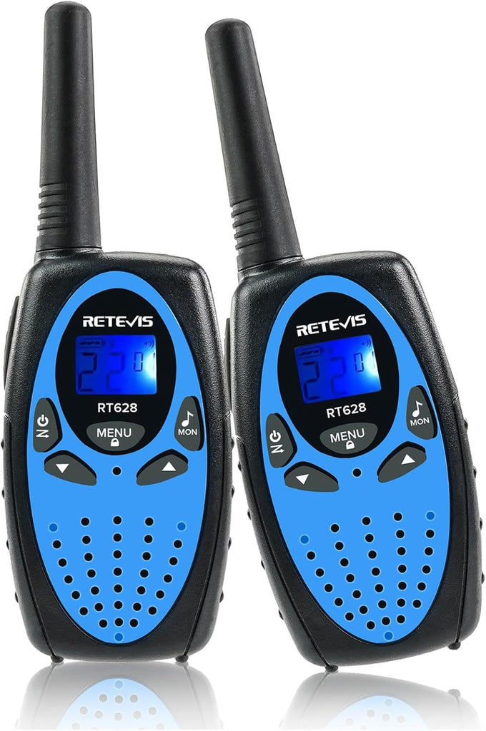 Kids Walkie Talkies, Long Range 2 Way Radio 22 Channel, Durable Toy Birthday Gifts for 6-12 Year Old Boys and Girls, Handheld Walkies Talkie for Outside Hiking Camping(Black Blue 1 Pair)