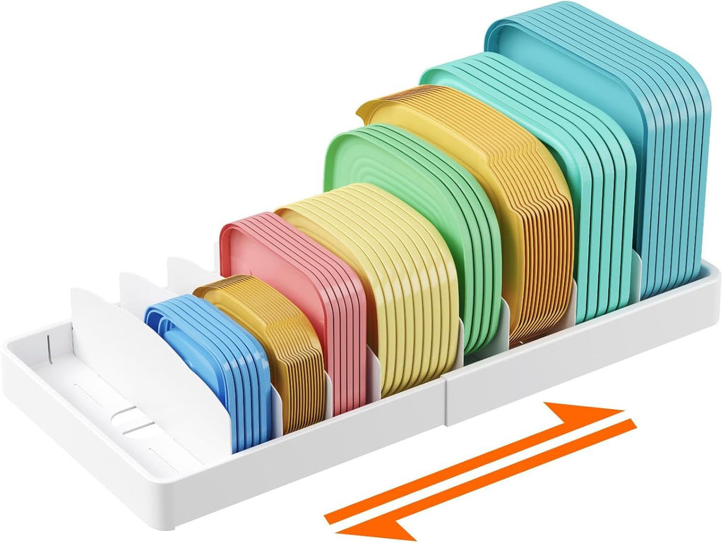 Kitchen Cabinet Organizer for Food Contanier Lid, Expandable Lid Holder with 8 Adjustable Dividers & 9 Sections for Pantry Organizers and Storage, Home Organization, Extra Large, 13"-24"
