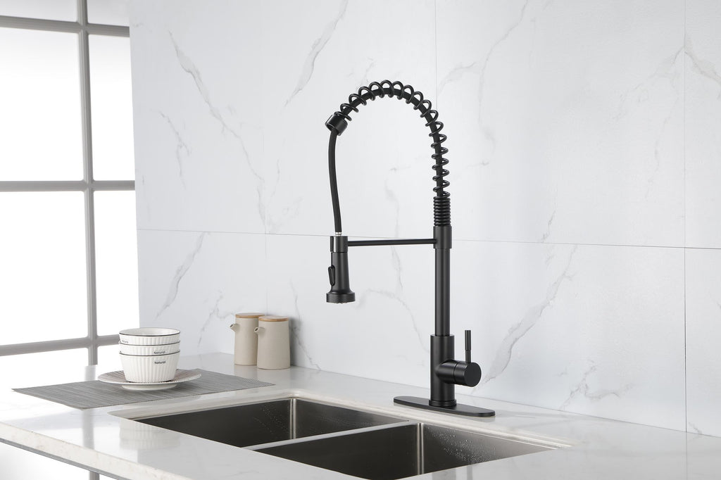 Kitchen Faucets Commercial Solid Brass Single Handle Single Lever Pull Down Sprayer Spring Kitchen Sink Faucet
