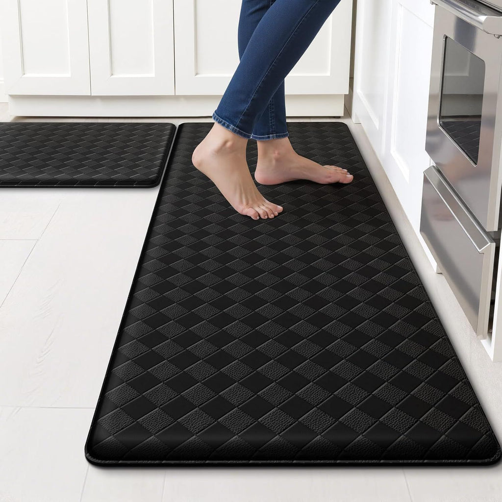 Kitchen Mats, 2PCS Kitchen Rugs, Cushioned Anti Fatigue Kitchen Mats for Floor, Non-Slip Standing Sink Mat, Waterproof Kitchen Rug Set for Kitchen Floor