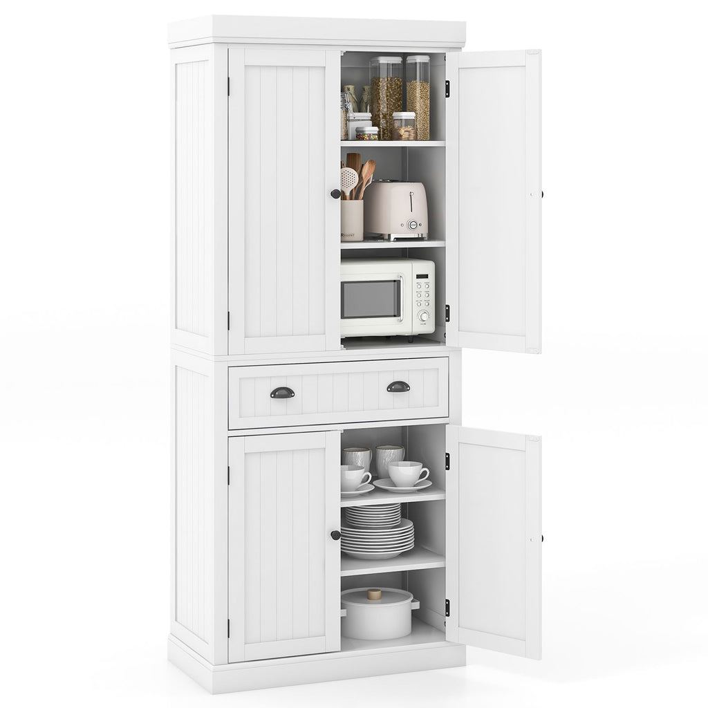 Kitchen Pantry Storage Cabinet with Doors Drawer and Adjustable Shelves