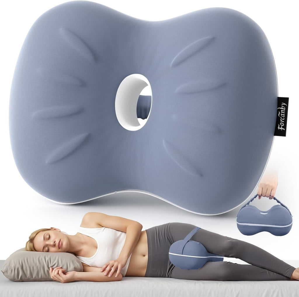Knee Pillow for Side Sleepers - Smooth Spine Alignment Pillow, Memory Foam Knee Pillows for Back Hip Pain, Spine Aligning, Sciatica, Surgery Recovery, Pregnancy