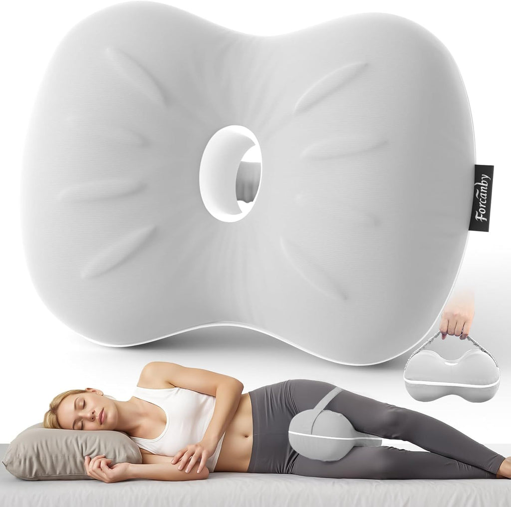 Knee Pillow for Side Sleepers - Smooth Spine Alignment Pillow, Memory Foam Knee Pillows for Back Hip Pain, Spine Aligning, Sciatica, Surgery Recovery, Pregnancy