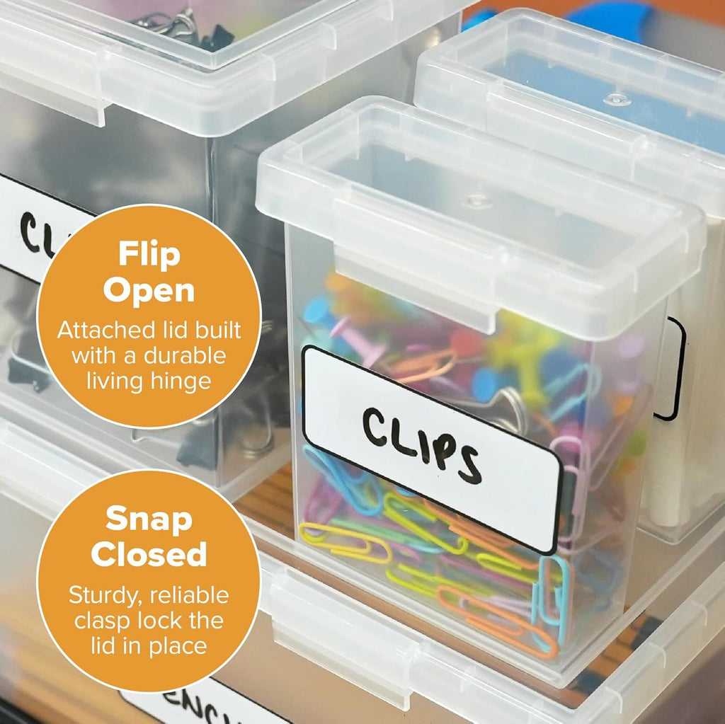 Konnect Storage Containers with Lids, Organizer, Clear Plastic Box, Stackable Nesting Bins, Small, 2 Pack