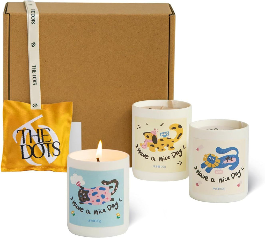KRD Adorable Pet Themed Candle Set Sachet 20H Burn Christmas Gift for Pet Lover