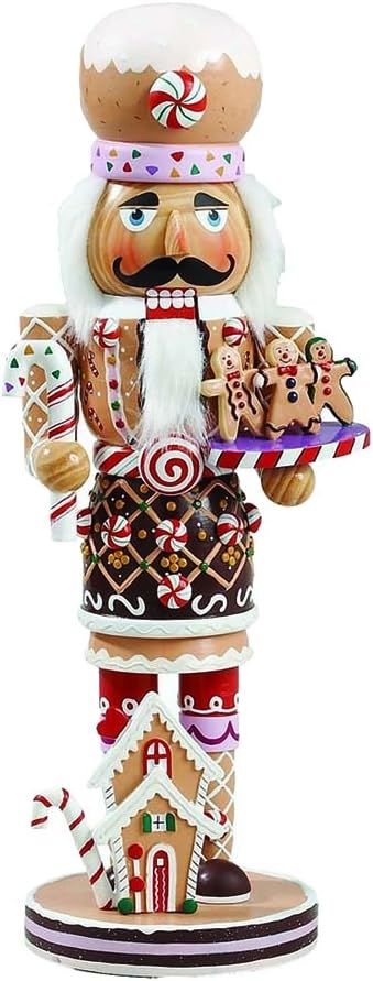 Kurt Adler 16-Inch Wooden Gingerbread Christmas Nutcracker (Color May Vary),Brown/Beige