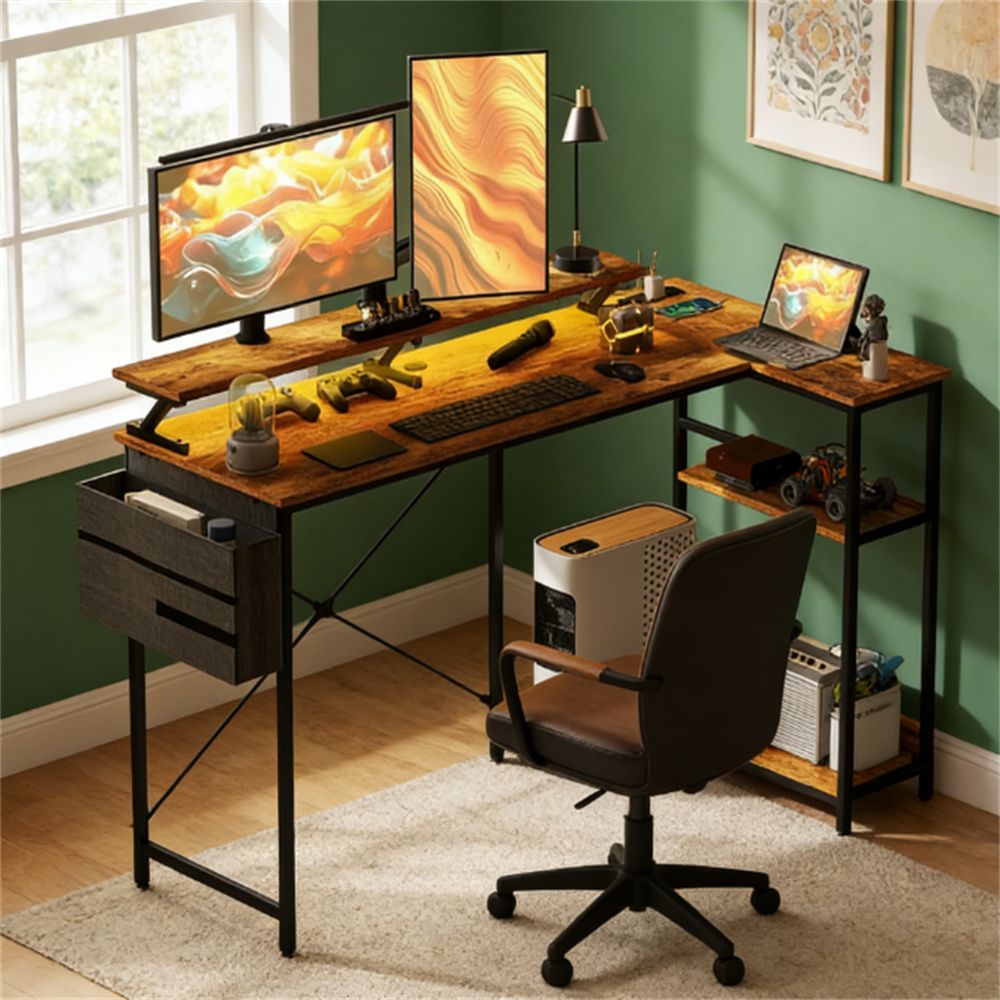L-shaped computer desk, corner desk, office desk (desk only)