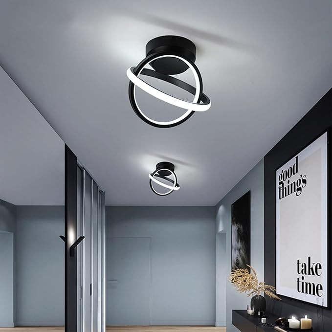 lack Led Ceiling Light, 6000K Lighting Fixtures, Metal Creative Design Lamp for Living Room Bedroom Corridor Aisle Hallway (Cool White), CL-JCYXBK-US