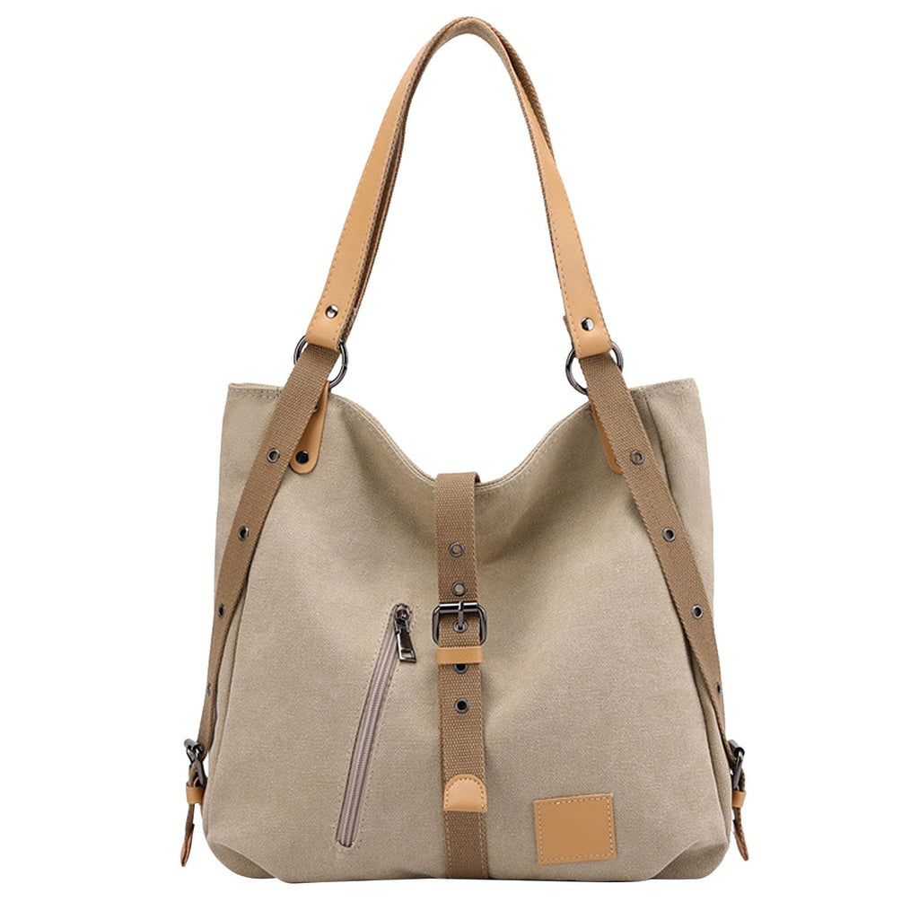 Ladies Canvas Tote Bag Multifunctional Purse Handbag Adjustable Shoulder Rucksack Convertible Backpack Wear-Resistant Dirt-Proof For Women School Office Travel