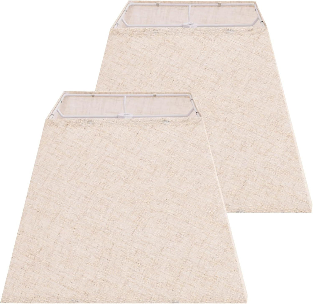 Lamp Shades Set Beige Square Lampshades Replacement Lamp Shades Natural Linen
