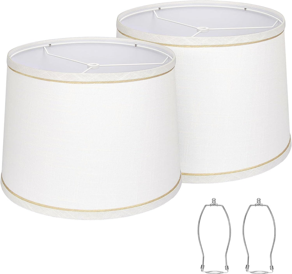 Lampshades Set of 2 for Table Lamps, Floor Lamps Fabric White Lampshades
