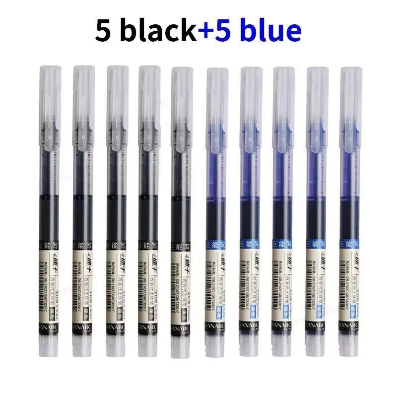 Large capacity straight liquid ballpoint pen, fast drying black, red, blue neutral pen, student practice question, office signature pen