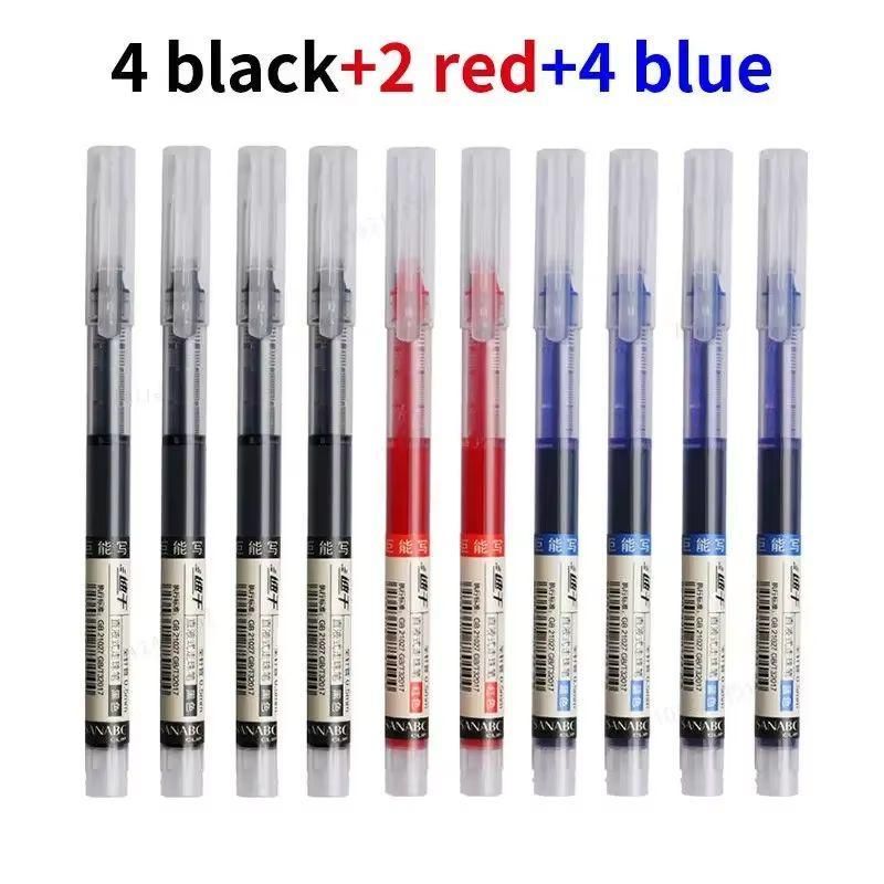 Large capacity straight liquid ballpoint pen, fast drying black, red, blue neutral pen, student practice question, office signature pen
