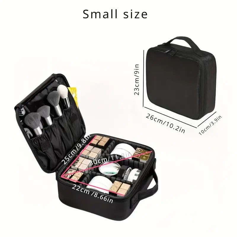 Large Capacity Travel Makeup Bag with Adjustable Dividers - High Quality Oxford Cloth Makeup Storage Box, Portable Makeup Storage Box for Women and Girls, Red/ Black - Perfect Gift for Beauty Lovers,