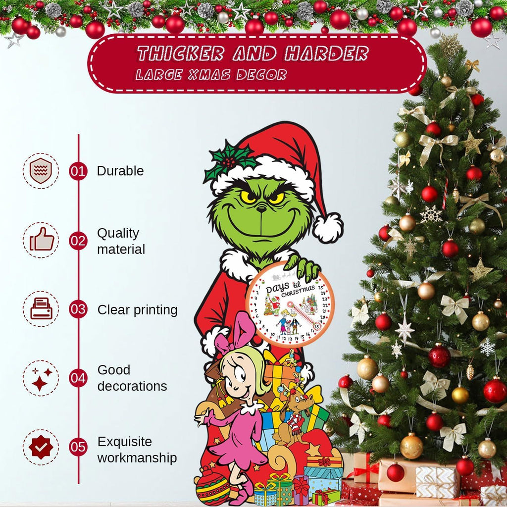 Large Christmas Decorations Calendar Sign, Christmas Advent Calendar Cardboard Cutout Standup for Xmas Home Indoor Decor