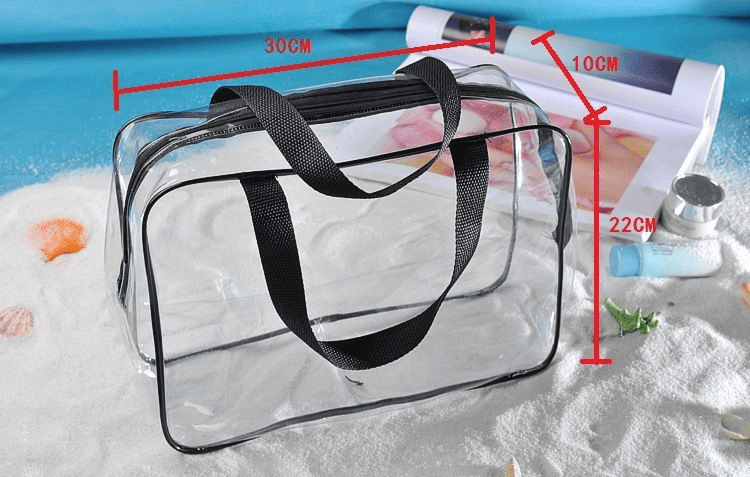 Large Clear Makeup Cosmetic Organizer Bag, Plastic Tote Bags, Waterproof Transparent Handbag Purse
