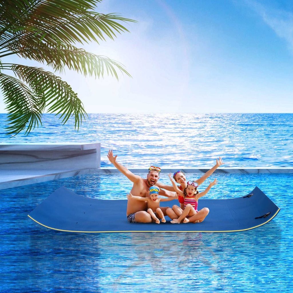 Large Float Water Mat 10' x 5' 3-Layer Pool Foam Thick Durable for Swimming Lake Ocean Activities Blue