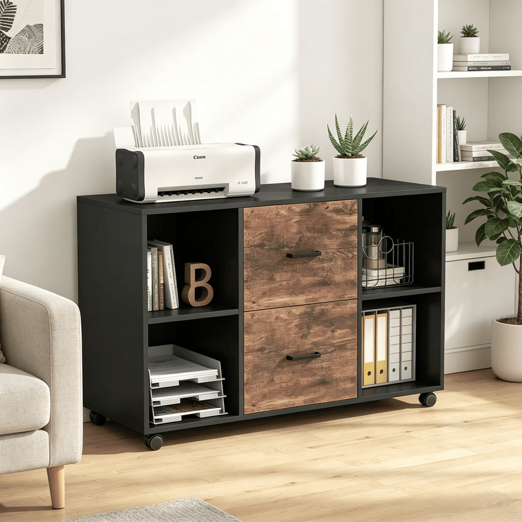 Large Mobile 2-Drawer File Cabinet for Letter Size