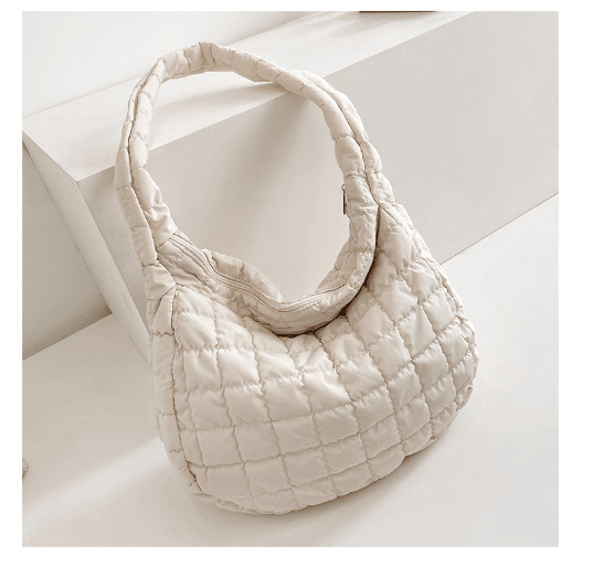 Large Puffer Tote Bag, Quilted Down Bags for Women Soft Space Totes Puffer Bag Lattice Crossbody for Autumn Winter