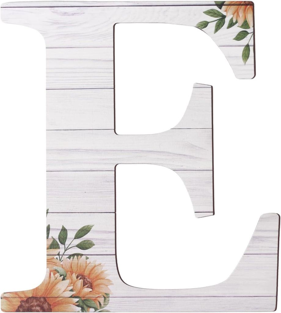 Large Wooden Letters 12 Inch Rustic Wooden Letters E for Wall Decor Home Wood Letters Sunflower Big Wood Wall Letters Decor for Living Room Bedroom Party Wedding Housewarming